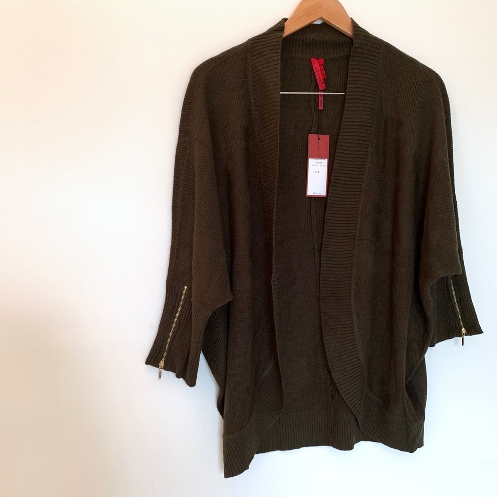 Love Scarlett Green Cardigan zipper details Large